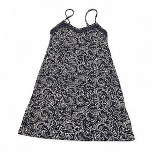 Navy blue and white paisley print marylin Monroe slip dress